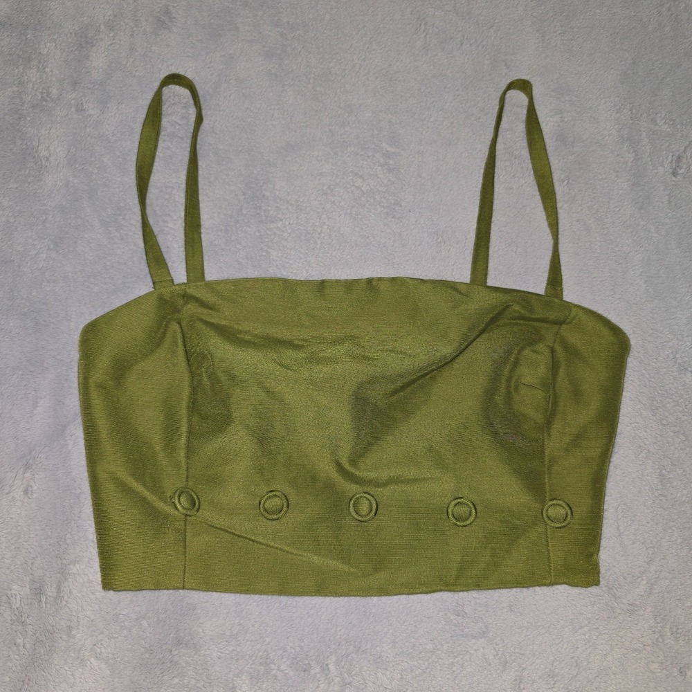 Maeve By Anthropologie Womens Size 6 Green Sleeveless Design Shirt Blouse Top‎